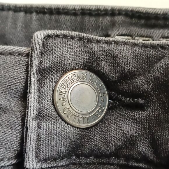 American Eagle Denim Shorts Sz 0 High Rise Shortie Distressed Thrashed Damaged - Picture 6 of 12